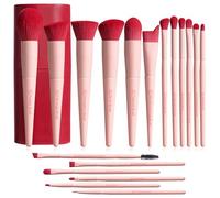 BS-MALL Makeup Brush Set 18 Pcs Premium Synthetic Foundation Powder Concealers Eye shadows Blush Makeup Brushes with black case (Pink Red)
