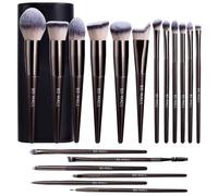 BS-MALL Makeup Brush Set 18 Pcs Premium Synthetic Foundation Powder Concealers Eye shadows Blush Makeup Brushes with black case (Coffee)