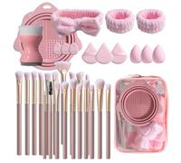 BS-MALL Makeup Brush Set 30 Pcs Premium Synthetic Foundation Powder Concealers Eye shadows Blush Makeup Brushes with Pouch PINK