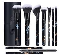 BS-MALL Makeup Brushes 10 PCS Set Black Color Synthetic Foundation Powder Concealers Eyeshadows with Black Case