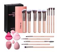 BS-MALL Makeup Brushes Premium Synthetic Foundation Powder Concealers Eye Shadows Makeup 14 Pcs Brush Set, Pink Set, with Case