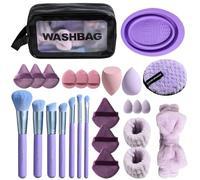 BS-MALL Makeup Brushes Set Facail Cleaning Set 25 Pcs Makeup Brush Set Foudation Concealer Blush Eyeshadow Brush Makeup Sponge Set With Wash Bag