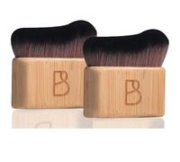 BS-MALL Makeup Brushes Set of 2 | Eco-Friendly Natural Bamboo Handles | Ultra-Soft Synthetic Bristles | Perfect for Face & Body Application | Cruelty-Free & Travel-Friendly