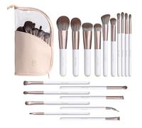 BS-MALL Makeup Brushes with White Bag Premium Synthetic Base Concealer Eyeshadow 18pcs with White PU Bag