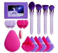 BS-MALL Professional 4 Pcs Makeup Brush Set WithTriangle Sponges, Extra-large Dual-purpose Beauty Blender & Soft Finger Sponges for Flawless Daily Use - Travel-friendly Multi-purpose & Makeup Sponges