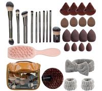 BS-MALL Professional Makeup Brushes Set With Makeup Sponge Set,double-ended Makeup Brush,foundation Brush For Liquid Makeup,kabuki Brush, Shampoo comb And Face Washing Kit,Travel Makeup Bag