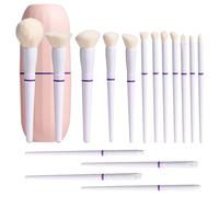 BS-MALL Travel Makeup Brushes - Professional and Durable 16-piece Se tDetachable Rotating Handles, Eco-Friendly Design, Comes with Storage Barrel(white Travel Case)