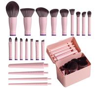 BS-MALL Travel Makeup Brushes - Professional and Durable 16-piece Set Detachable Rotating Handles, Eco-Friendly Design, Comes with Storage Barrel(Pink case)