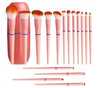 BS-MALL Travel Makeup Brushes - Professional and Durable 16-piece Set Detachable Rotating Handles, Eco-Friendly Design, Comes with Storage Barrel(Orange Travel Case)