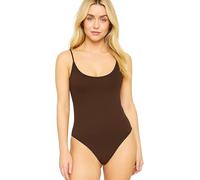BS Traders Women’s Cami Bodysuit Sleeveless Camisole Leotard Vest Top Strappy Stretch Fit in Plain (Brown, 8-10)
