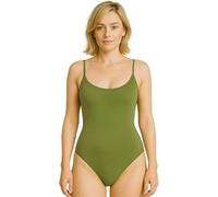 BS Traders Women’s Cami Bodysuit Sleeveless Camisole Leotard Vest Top Strappy Stretch Fit in Plain (Khaki, 8-10)