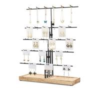BS-VOG Earring Display Stand for Selling, 30 Hooks Adjustable Height Jewellery Stand for Earring Card, Jewelry Organiser with Tray for Necklace, Bracelet