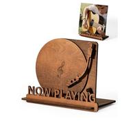 BS-VOG Now Playing Vinyl Record Stand, Spiral Groove Texture LP Storage & Album Display Holder, Rustic Home Décor, Ideal for Vinyl Record Lovers