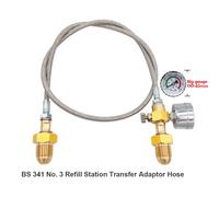 BS341 No.3 Argon Cylinder Transfer Hose - 90cm Stainless Steel Braided, High-Pressure Refill Adaptor for UK Gas Filling Stations