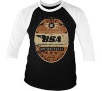 BSA Birmingham Small Arms Co. Baseball 3/4 Sleeve Tee T-Shirt White-Black