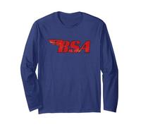BSA Motorcycle Logo Distressed Effect Long Sleeve T-Shirt, Adult Unisex, Navy Blue, X-Large
