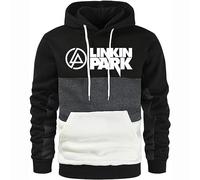 BSapp Mens Contrast Color Hoodie for Linkin Park Print Spring Autumn Warm Pullover Sweatshirt Long Sleeve Fleece Jumpers Tops Lightweight Patchwork Hoodies with Pocket-A||3XL