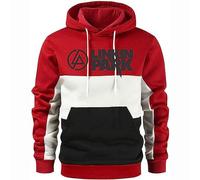 BSapp Mens Contrast Color Hoodie for Linkin Park Print Spring Autumn Warm Pullover Sweatshirt Long Sleeve Fleece Jumpers Tops Lightweight Patchwork Hoodies with Pocket-E||XL