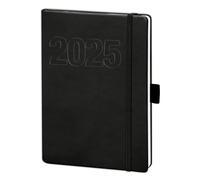 bsb bsb V-Book 02-0146 Weekly Planner Pocket Calendar Book Calendar 2022 A5 Black Soft Faux Leather with Elastic Band 1 Week = 2 Pages