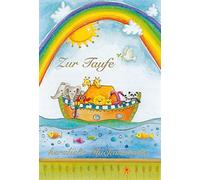 bsb Christening Greeting Card with ark Motif, Card with Envelope for Birth, Congratulations in 11.5 x 17 cm