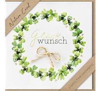 bsb Clover Wreath Congratulations Card - Nature Card - Sustainable Birthday Cards with Envelope - Birthday Card Women & Men - 15.5 x 15.5 cm