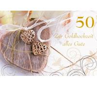 bsb Golden Wedding Card - Loving Gifts for Golden Wedding with Heart Motif - Card Golden Wedding with Envelope - Wedding Anniversary Card Wedding Congratulations in 11.5 x 17.0 cm