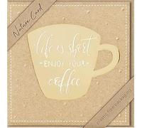 bsb Life is Short Enjoy Your Coffee Card with Great Motif Sustainable Card with Envelope Gift Best Friend and Friend Card Love & Friendship 15.5 x 15.5 cm