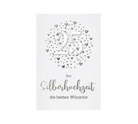 bsb Wedding Card, Greetings Card for Silver Wedding Anniversary, Number 25, Silver Envelope.