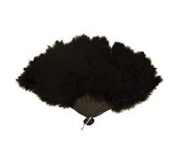 BSBAAA FASHIONS® Women’s Ladies Feather Hand Fan Burlesque Fancy Dress Costume 20s Flapper Wedding Party Favour Gift Outdoor Vintage Dance Photoshoot Accessory (Black)