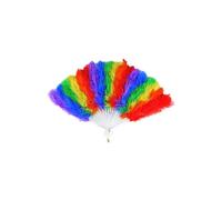 BSBAAA FASHIONS® Women’s Ladies Feather Hand Fan Burlesque Fancy Dress Costume 20s Flapper Wedding Party Favour Gift Outdoor Vintage Dance Photoshoot Accessory (Rainbow)