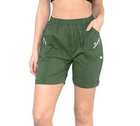 BSBAAA FASHIONS® Women's 1/2 Length Cherry Berry Shorts - Ladies Plain Stretch Fit Pull On Elasticated Waist Summer Hot Pants Short (Khaki, 10)