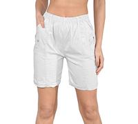 BSBAAA FASHIONS® Women's 1/2 Length Cherry Berry Shorts - Ladies Plain Stretch Fit Pull On Elasticated Waist Summer Hot Pants Short (White, 14)