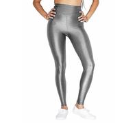 BSBAAA FASHIONS® Women's Full Length High Waist Metallic Shiny Disco Legging - Ladies American Wet Look Comfortable Stretchy Tights for 80’s Party Dance Pants (Silver, 12-14)