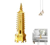 Bsbkoj Brass Tower Sculpture, Brass Decor, Decor with Ornate Detail, Powerful Symbol Figurine, Study Room Ornament with Ancient Style, Table Decoration for Living Room Work Area