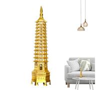 Bsbkoj Brass Tower Sculpture, Brass Decor, Decor with Ornate Detail, Powerful Symbol Figurine, Study Room Ornament with Ancient Style, Table Decoration for Living Room Work Area