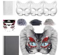 Bsbkoj Cat Mask Kit | Neutral Animal Masks, Costume Accessory with Mesh Canvas and Felt for Artistic Crafts, Costume, Cosplay Masked Party, Men Women