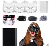 Bsbkoj Crafts Cat Masks, Blank Animal Dress-Up Masks Kit, 7.48 x 6.69 Inches, Mesh and Felt Sheet Accessory Set, Men Costume Events, Cosplay Decoration for Masquerade, Carnival, Party