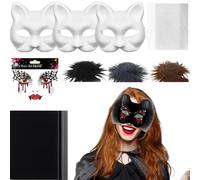 Bsbkoj Crafts Cat Masks, Blank Animal Dress-Up Masks Kit, 7.48 x 6.69 Inches, Mesh and Felt Sheet Accessory Set, Men Costume Events, Cosplay Decoration for Masquerade, Carnival, Party