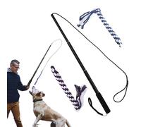Bsbkoj Dog Flirt Stick, Extendable Teasing Wand, 10.24x1.97x1.57 Inches/ 14.17x2.36x1.57in Puppy Chasing Pole with 2 Detachable Rope Tugs, Rope Tug Dog Toy for Outdoor Exercise and Training