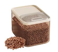Bsbkoj Dog Food Storage Container, Airtight Cat Food Bucket, 10l Capacity with Measuring Cup, Damp Proof Feeding Supplies for Pet Snacks, 12.2x8.27x8.78 Inches, Creamy White, Transparent