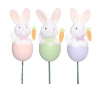 Bsbkoj Easter bunny decoration stems, 3-piece seasonal decoration, spring basket, bouquet plug - for home, office, entertainment area, living room, study, fireplace, bookshelf, bouquet