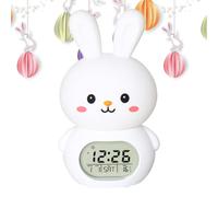 Bsbkoj Easter Rabbit Light, Gentle Bunny Alarm Clock, Dimming with Sleep Timer, Soft White LED Lighting, Portable Lamp with Cartoon Design, Nursery Nightlight for Children Room