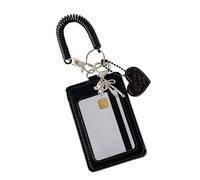 Bsbkoj Photocard Protector Key Ring | PU Leather ID Badge Case | Protective Case with Heart Charm - Spiral Armband for Women, Students, Fans, Travel, School
