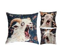 Bsbkoj Pillow Covers, Decorative Screaming Goat 17.7x17.7 Inches Protector with 3-Piece Build, Animal Cushion Case, Throw Pillow Wrap with Funny Style, Decor for Couch and Dorm