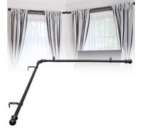 BsBsBest 27-68 inch Adjustable L-Shape Black Alloy Steel Curtain Rods for Windows, Bedroom, Living Room