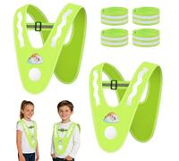 BSBUY 2 Pieces Hi Vis Vests for Kids Children's Reflective Safety Vests V-shaped High Visibility Fluorescent Vest Waistcoat with 4PCS Armband for Running Cycling Camping Hiking(Rainbow Pony)