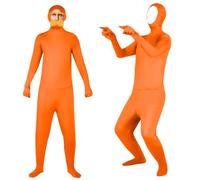 BSBUY Adults Stealth Suit Invisibility Cloak Costume Orange Disappearing Yellow Mustache and Eyebrows Jumpsuit Open Face Body Suits Halloween Stealth Outfit for Fancy Dress Party Backdrop Stage(180)