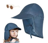 BSBUY Baby Sun Hat UPF 50+ Sun Protection Swim Cap Flap Hat Quick Drying Legionnaire Cap with Neck Protection Wide Brim Bucket Hat for Kids Child Boys Girls Beach Seaside Pool(Navy Blue)