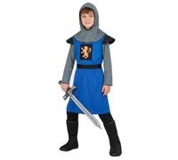 BSBUY Boys Medieval Knight Costume Medieval Warrior Fancy Dress Outfit | Warrior Crusader Armour Outfit with Hood Robe Belt Inflatable Sword Dragon Knight Costume for Kids Halloween World Book Day