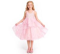 BSBUY Glinda Costume Kids Glinda Princess Dresses for Girls Good Witch Princess Dress Elphaba Wicked Tulle Dress Witch Princess Fancy Dress up Shiny Sequins Outfits for Halloween Birthday Party(110)